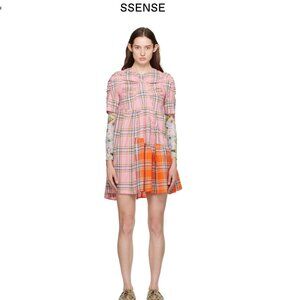 COLLINA STRADA current Pink Arc Plaid Designer Cottagecore Babydoll Midi Dress L